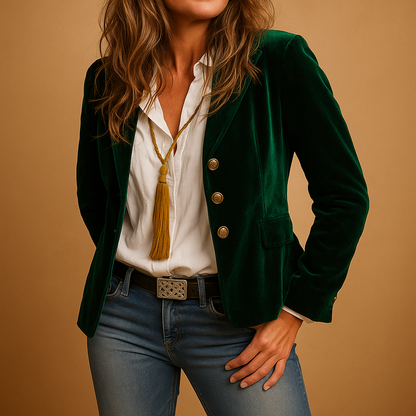 Montrel™ | Blazer rétro slim fit avec revers et poches pour femmes